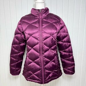 The North Face Girls 550 Down Fill Puffer Jacket Purple Pink Size XL (18)